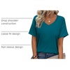 Zeagoo Womens Summer Tops Short Sleeve Work Casual Shirts Trendy V Neck Tee(Blue Green)