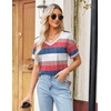 Zeagoo Womens Summer Tops Short Sleeve Work Casual Shirts Trendy V Neck Tee(Tw670)