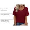 Zeagoo Womens Summer Tops Short Sleeve Work Casual Shirts Trendy V Neck Tee(Wine Red)