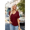Zeagoo Womens Summer Tops Short Sleeve Work Casual Shirts Trendy V Neck Tee(Wine Red)