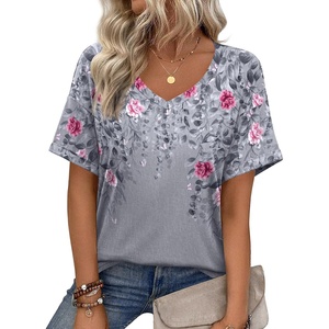 Zeagoo Womens Summer Tops Short Sleeve Work Casual Shirts Trendy V Neck Tee(Hf36)