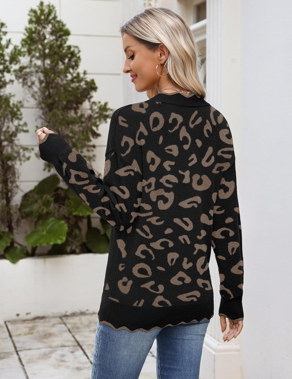 image:imageZeagoo Womens 2026 Fall V Neck Sweater Long Sleeve Lightweight Knit TopsAn620