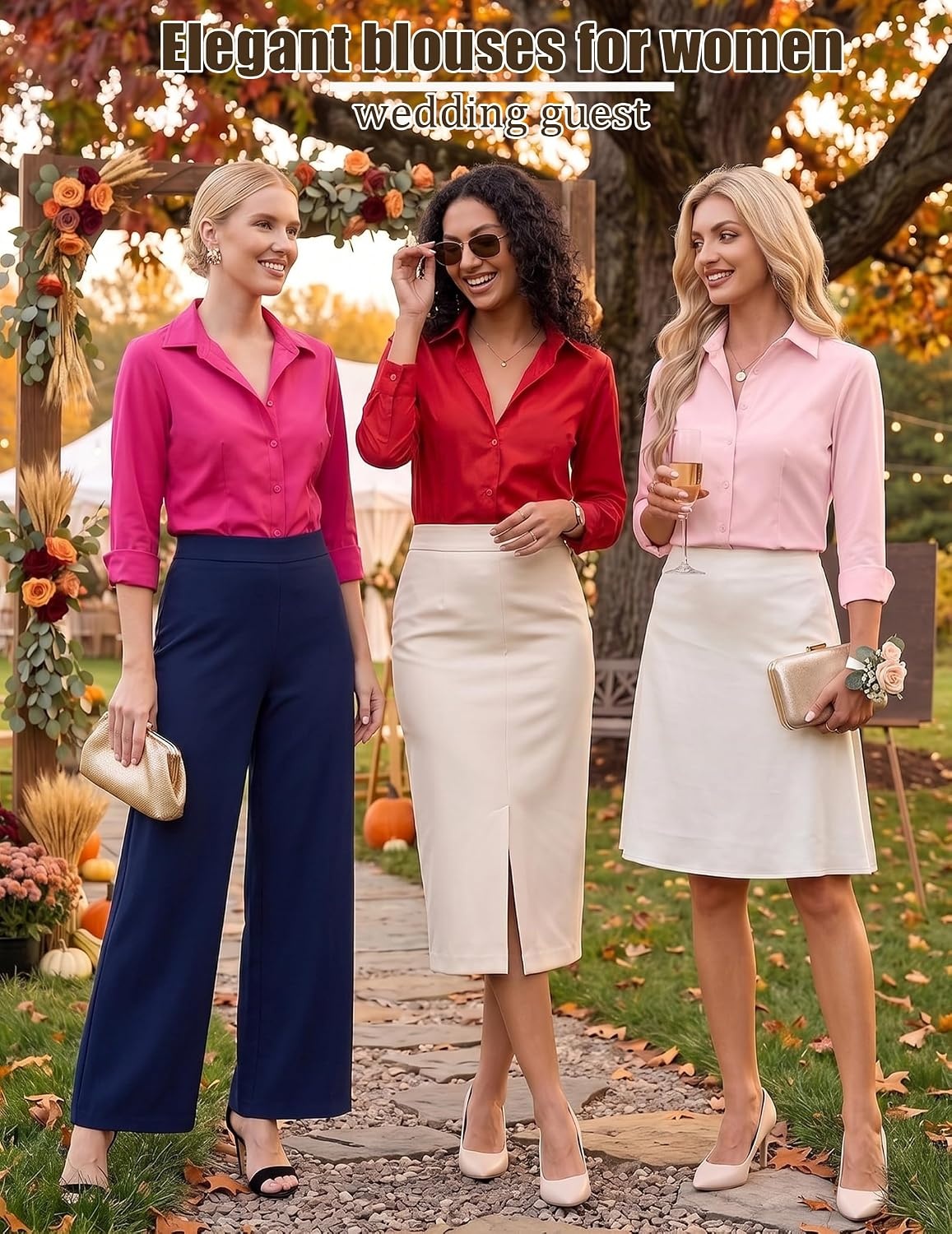 image:imageZeagoo Womens Button Down Shirts Long Sleeve Business Casual Blouses TopsPink