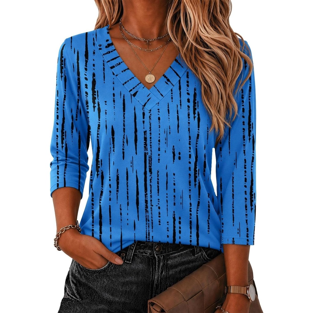 image:imageZeagoo 34 Sleeve Womens Top V Neck Shirt Casual Blouse Basic Tshirts S2XLZr459