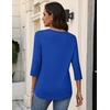 Zeagoo 3/4 Sleeve Womens Top V Neck Shirt Casual Blouse Basic Tshirts S-2XL(Blue)
