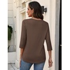 Zeagoo 3/4 Sleeve Womens Top V Neck Shirt Casual Blouse Basic Tshirts S-2XL(Brown)