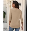 Zeagoo 3/4 Sleeve Womens Top V Neck Shirt Casual Blouse Basic Tshirts S-2XL(Khaki)
