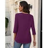 Zeagoo 3/4 Sleeve Womens Top V Neck Shirt Casual Blouse Basic Tshirts S-2XL(Purple)