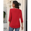Zeagoo 3/4 Sleeve Womens Top V Neck Shirt Casual Blouse Basic Tshirts S-2XL(Red)