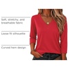 Zeagoo 3/4 Sleeve Womens Top V Neck Shirt Casual Blouse Basic Tshirts S-2XL(Red)