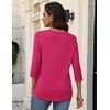 Zeagoo 3/4 Sleeve Womens Top V Neck Shirt Casual Blouse Basic Tshirts S-2XL(Rose Red)
