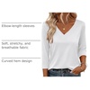 Zeagoo 3/4 Sleeve Womens Top V Neck Shirt Casual Blouse Basic Tshirts S-2XL(White)