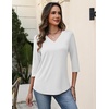 Zeagoo 3/4 Sleeve Womens Top V Neck Shirt Casual Blouse Basic Tshirts S-2XL(White)