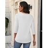 Zeagoo 3/4 Sleeve Womens Top V Neck Shirt Casual Blouse Basic Tshirts S-2XL(White)