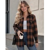 Zeagoo Flannel Shirt Women Plaid Button Down Shackets Long Sleeve Fall Tops(A-brown-gz803)
