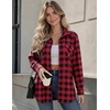 Zeagoo Flannel Shirt Women Plaid Button Down Shackets Long Sleeve Fall Tops(Dark Red-gz188)
