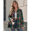 Zeagoo Flannel Shirt Women Plaid Button Down Shackets Long Sleeve Fall Tops(Green-gw553)