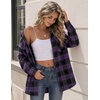 Zeagoo Flannel Shirt Women Plaid Button Down Shackets Long Sleeve Fall Tops(Purple -Gw544)
