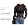 Zeagoo Lace Tops for Women Mesh Sheer Long Sleeve Shirts Going Out Blouses(1-black)