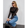 Zeagoo Lace Tops for Women Mesh Sheer Long Sleeve Shirts Going Out Blouses(1-black)
