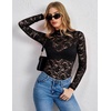 Zeagoo Lace Tops for Women Mesh Sheer Long Sleeve Shirts Going Out Blouses(1-black)