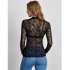 Zeagoo Lace Tops for Women Mesh Sheer Long Sleeve Shirts Going Out Blouses(1-zw781)