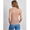 Zeagoo Lace Tops for Women Mesh Sheer Long Sleeve Shirts Going Out Blouses(Beige)