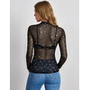 Zeagoo Lace Tops for Women Mesh Sheer Long Sleeve Shirts Going Out Blouses(Kt246)