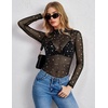 Zeagoo Lace Tops for Women Mesh Sheer Long Sleeve Shirts Going Out Blouses(Kt246)