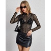 Zeagoo Lace Tops for Women Mesh Sheer Long Sleeve Shirts Going Out Blouses(Kt246)