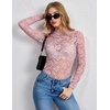 Zeagoo Lace Tops for Women Mesh Sheer Long Sleeve Shirts Going Out Blouses(Pink)