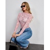 Zeagoo Lace Tops for Women Mesh Sheer Long Sleeve Shirts Going Out Blouses(Pink)