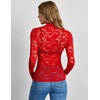 Zeagoo Lace Tops for Women Mesh Sheer Long Sleeve Shirts Going Out Blouses(Red)