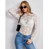 Zeagoo Lace Tops for Women Mesh Sheer Long Sleeve Shirts Going Out Blouses(White)