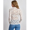 Zeagoo Lace Tops for Women Mesh Sheer Long Sleeve Shirts Going Out Blouses(White)