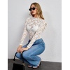 Zeagoo Lace Tops for Women Mesh Sheer Long Sleeve Shirts Going Out Blouses(White)