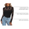 Zeagoo Long Sleeve Shirts for Women’s Lace Tops Mesh Sheer Sexy Fall Blouse(Black)