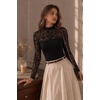 Zeagoo Long Sleeve Shirts for Women’s Lace Tops Mesh Sheer Sexy Fall Blouse(Black Floral-sa1)