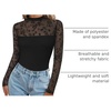 Zeagoo Long Sleeve Shirts for Women’s Lace Tops Mesh Sheer Sexy Fall Blouse(Black Flowers-pat4)