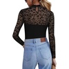 Zeagoo Long Sleeve Shirts for Women’s Lace Tops Mesh Sheer Sexy Fall Blouse(Black Leopard-pat3)
