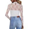Zeagoo Long Sleeve Shirts for Women’s Lace Tops Mesh Sheer Sexy Fall Blouse(White)