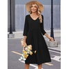 Zeagoo Summer Dresses for Women 2026 3/4 Sleeve Casual Midi Tshirt Dresses(01 Solid Black)