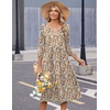 Zeagoo Summer Dresses for Women 2026 3/4 Sleeve Casual Midi Tshirt Dresses(Beige)