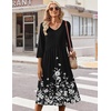 Zeagoo Summer Dresses for Women 2026 3/4 Sleeve Casual Midi Tshirt Dresses(Black Floral)