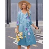 Zeagoo Summer Dresses for Women 2026 3/4 Sleeve Casual Midi Tshirt Dresses(Blue Floral)