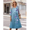 Zeagoo Summer Dresses for Women 2026 3/4 Sleeve Casual Midi Tshirt Dresses(Blue Floral)