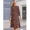 Zeagoo Summer Dresses for Women 2026 3/4 Sleeve Casual Midi Tshirt Dresses(Coffee Floral)