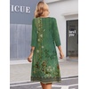 Zeagoo Summer Dresses for Women 2026 3/4 Sleeve Casual Midi Tshirt Dresses(Green Floral)