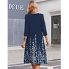 Zeagoo Summer Dresses for Women 2026 3/4 Sleeve Casual Midi Tshirt Dresses(Navy Floral)