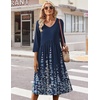 Zeagoo Summer Dresses for Women 2026 3/4 Sleeve Casual Midi Tshirt Dresses(Navy Floral)